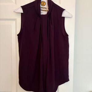 Ann Taylor Shell, Plum, Pleated accent, XS